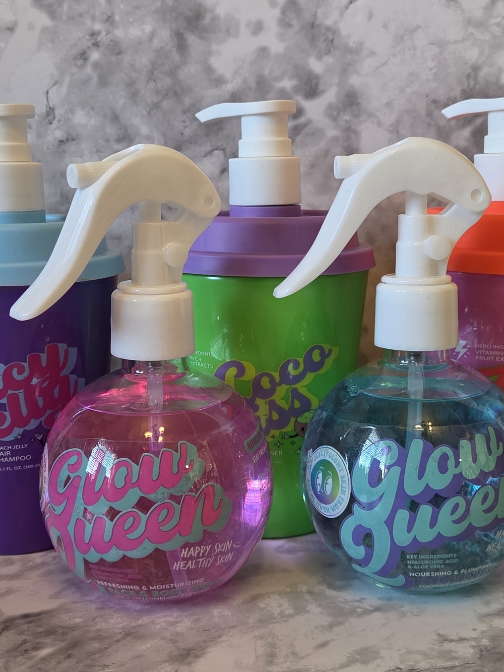 Full Body Care Bundle of 5 - Shampoo, Conditiner, Body Gel & Face Spray - Pink